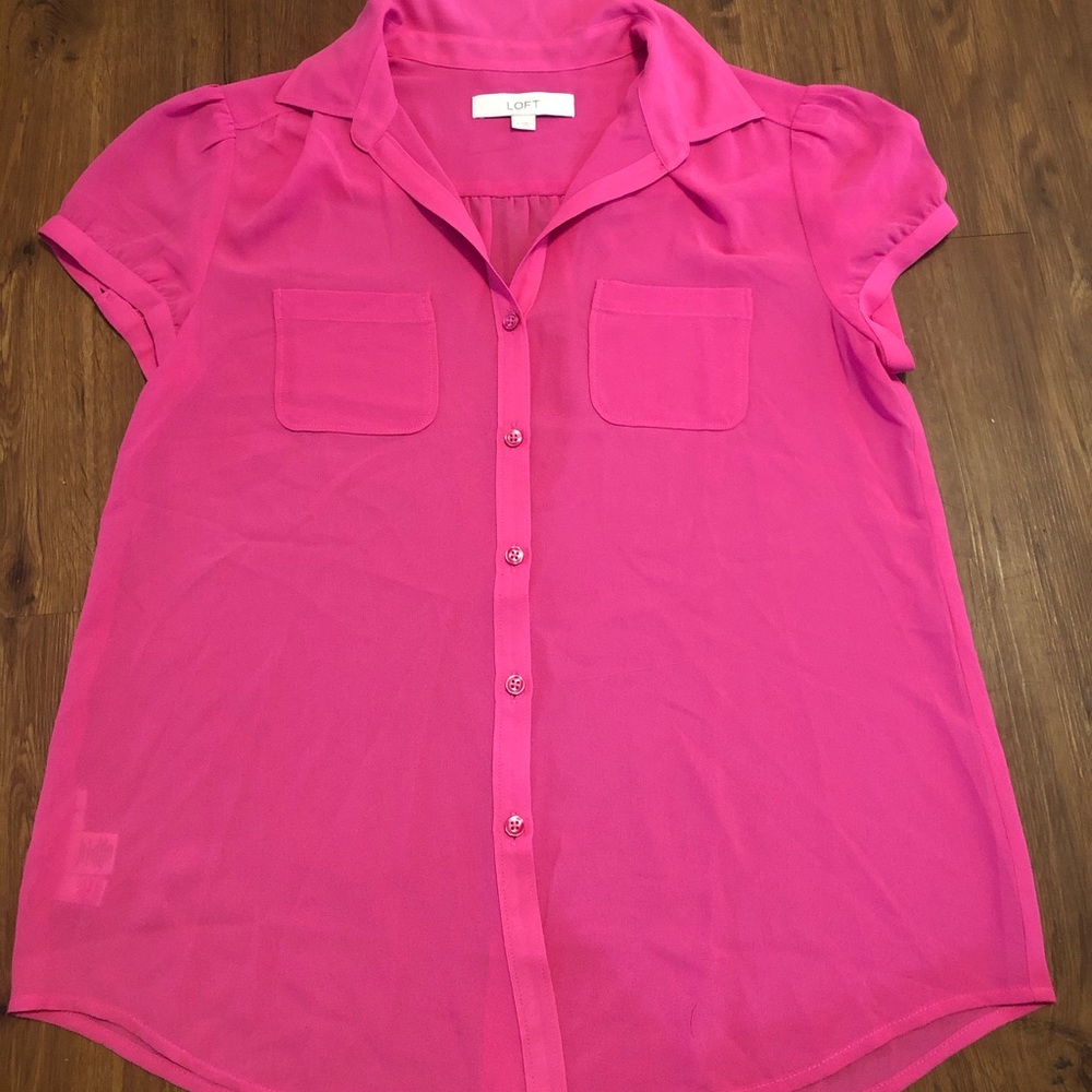 🎸LOFT Pink Sheer Blouse Size Small